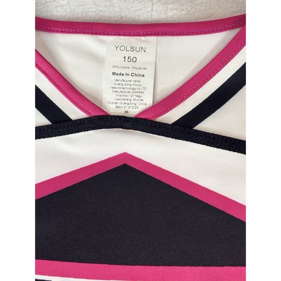 Yolsun Girls 10-11yrs Pink, Black, & White Cheerleader Halloween Costume New - Picture 6 of 10